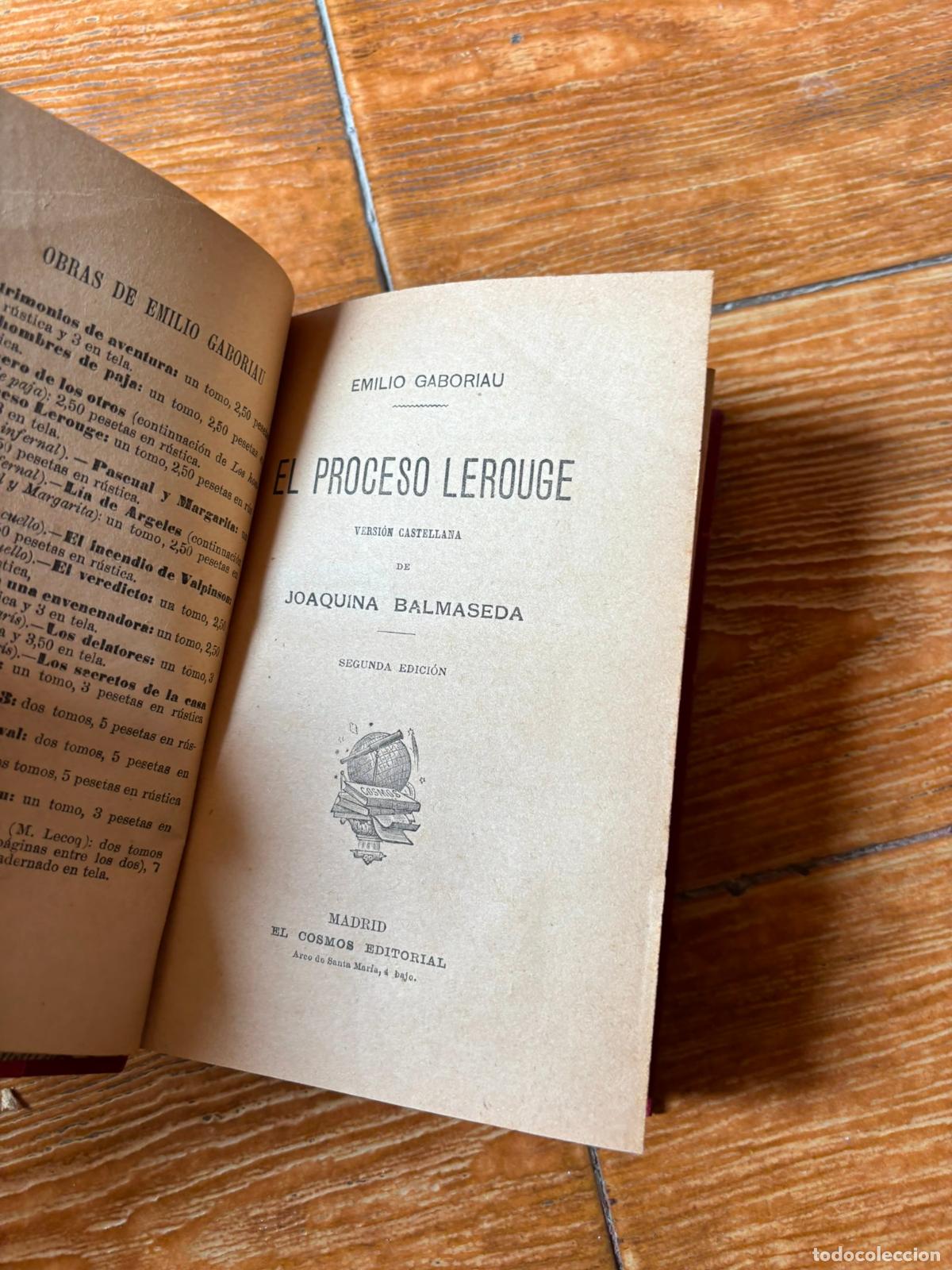 Libros de segunda mano: PROCESO LEROUGE EMILIO GABORIAU JOAQUINA BALMASEDA EDITORIAL COSMOS