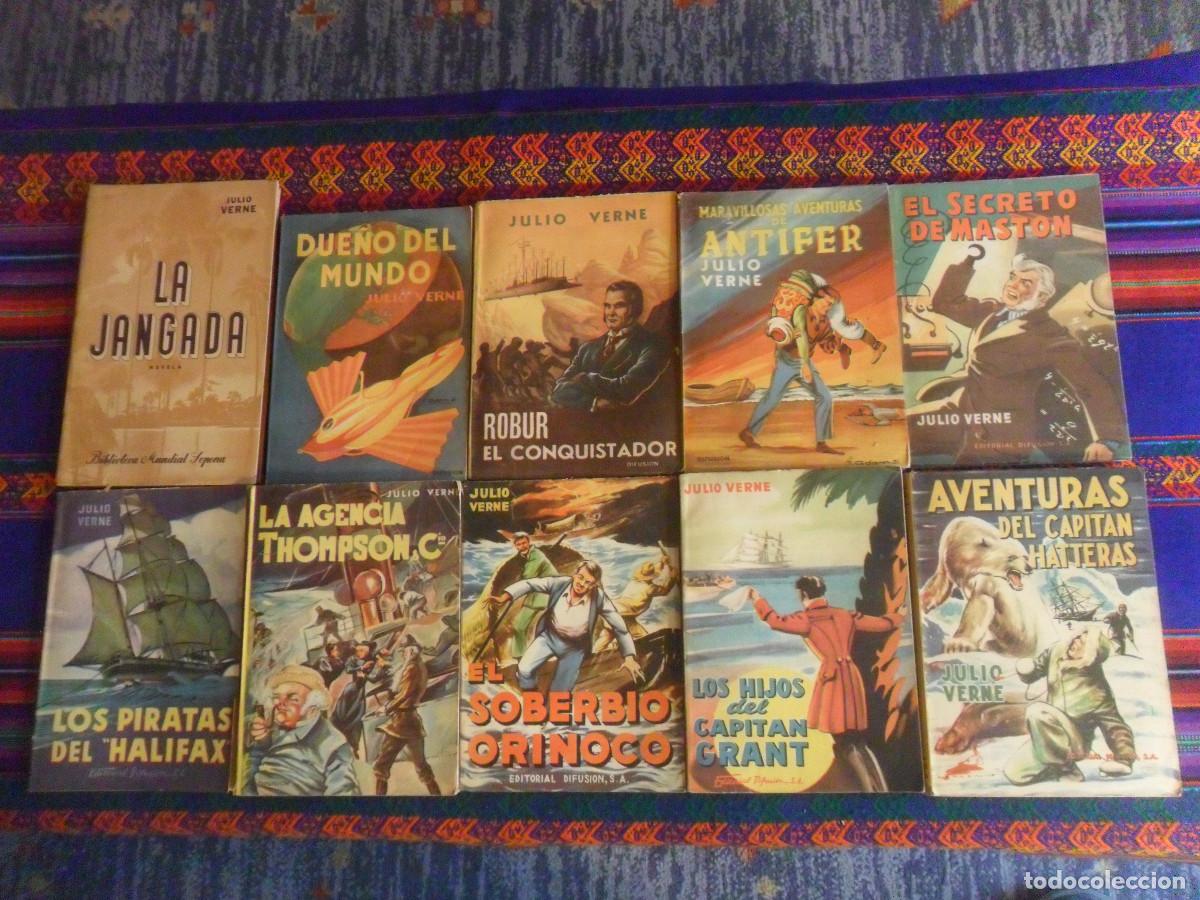Libros de segunda mano: LOTE 9 NOVELA JULIO VERNE NARRACIONES RECREATIVAS EDITORIAL DIFUSI&Oacute;N 1952. REGALO LA JANGADA SOPENA.