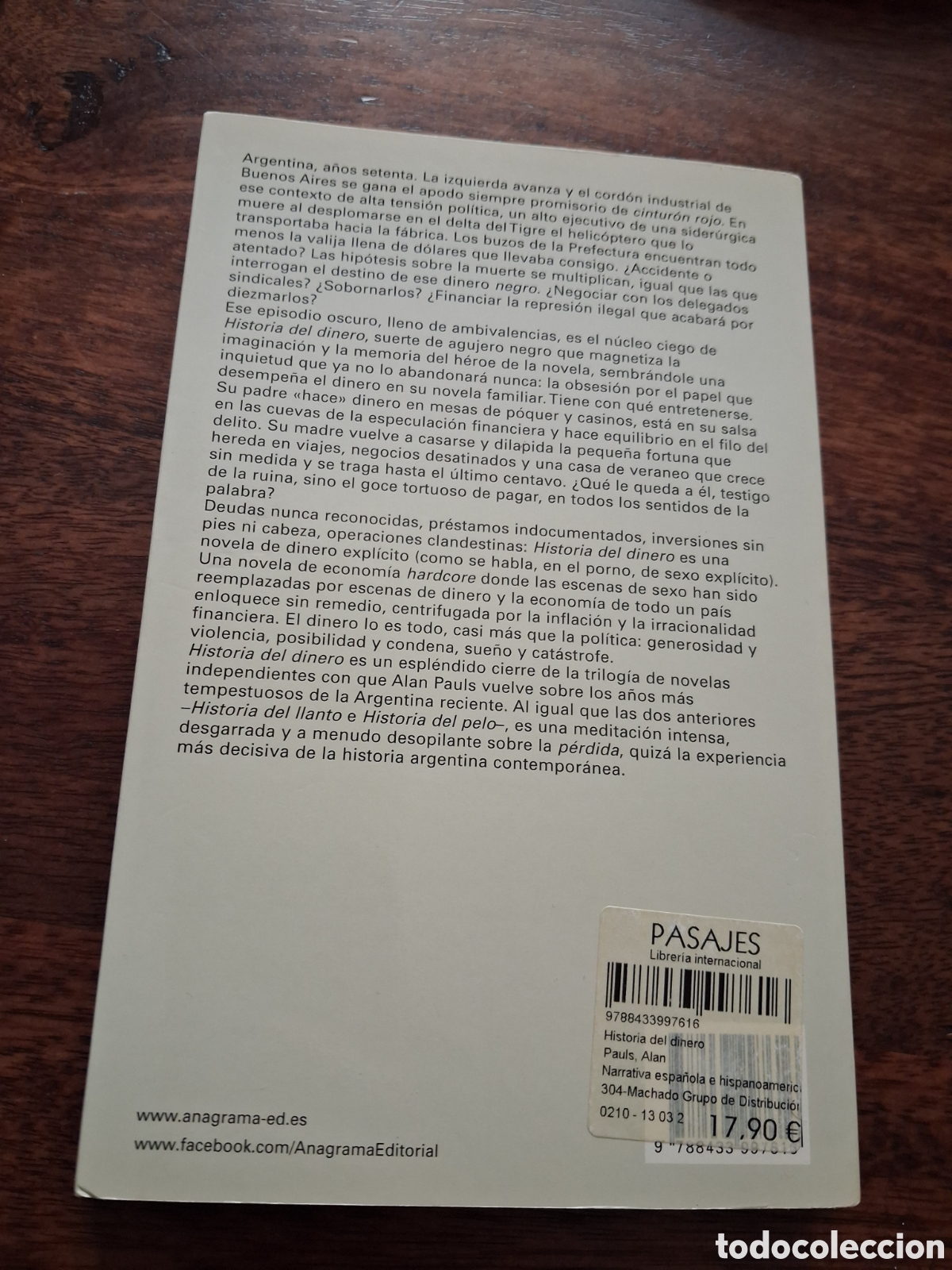 Libros de segunda mano: Historia del dinero, Alan Pauls - Foto 2