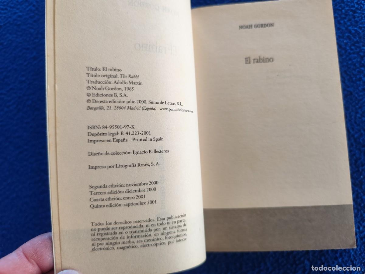 Libros de segunda mano: EL RABINO Noah Gordon Ediciones B,S.A. 2001 - Foto 5