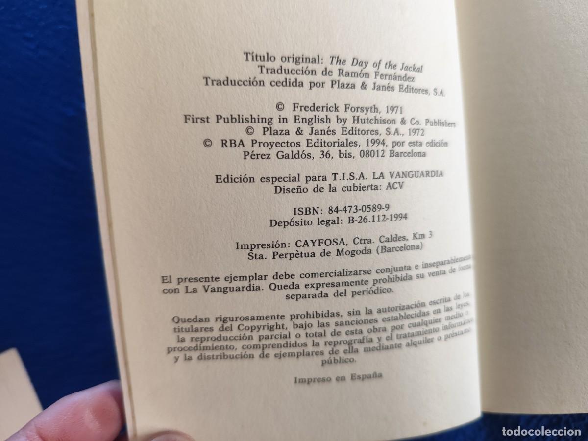 Libros de segunda mano: CHACAL Frederick Forsyth Ediciones Plaza y Janes 1994 - Foto 5