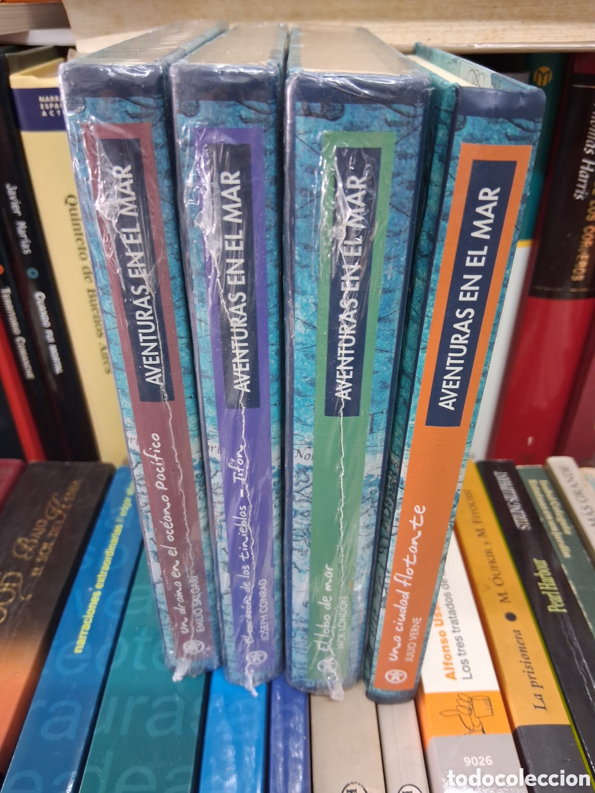 Libros de segunda mano: Coleccion aventuras en el mar - 4 libros Julio Verne,Jack London, Joseph Conrad y Emilio Salgari