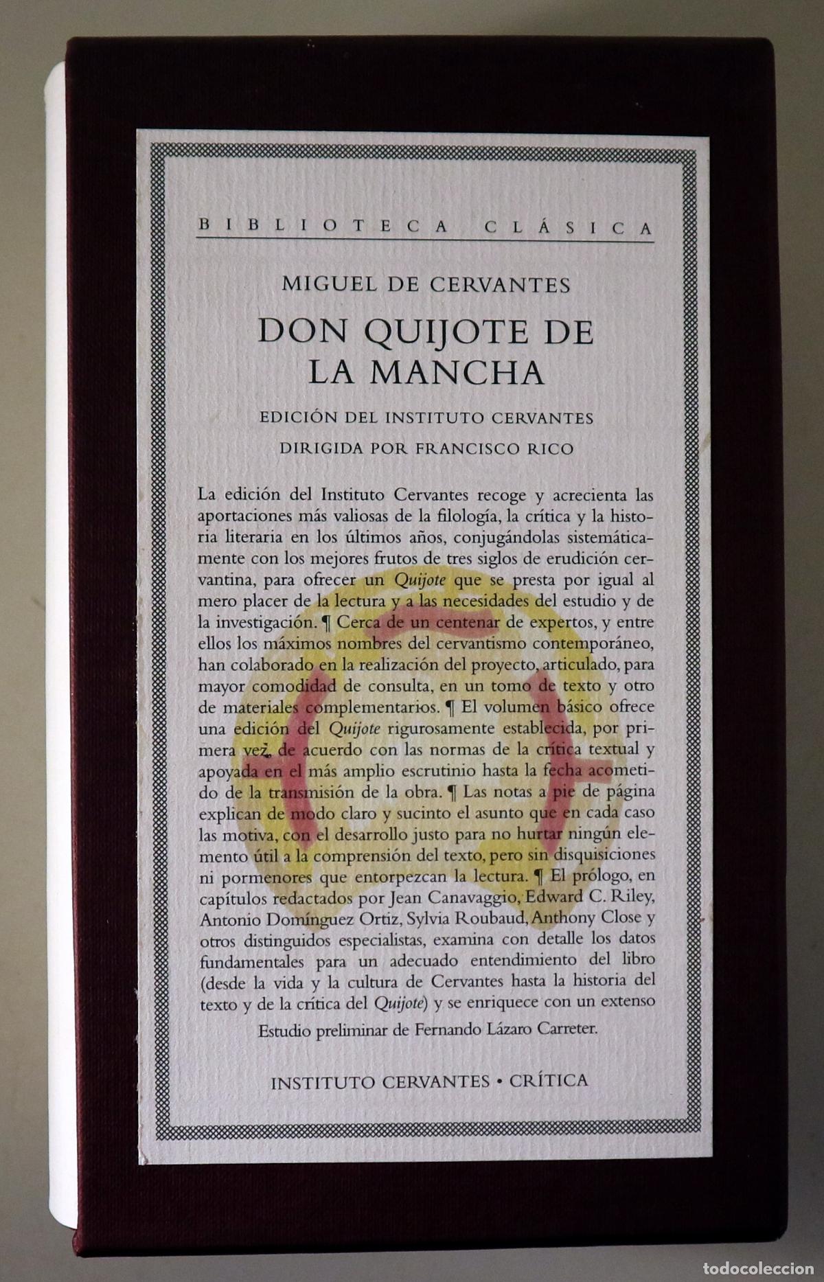 Second hand books: CERVANTES, Miguel de - DON QUIJOTE DE LA MANCHA (2 vol. - Completo) - Barcelona 1998