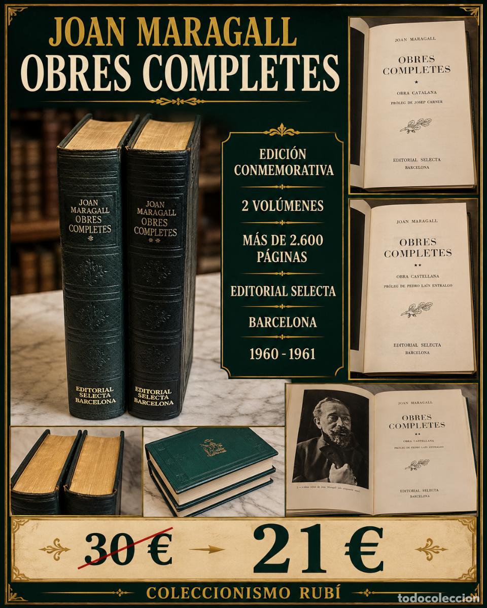 Libros de segunda mano: JOAN MARAGALL | OBRES COMPLETES | EDICI&Oacute;N CONMEMORATIVA | 2 TOMOS | 1960