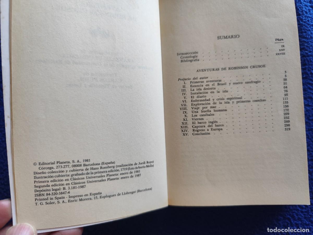 Libros de segunda mano: ROBINSON CRUSOE Daniel Defoe Ed. Planeta 1987 - Foto 5
