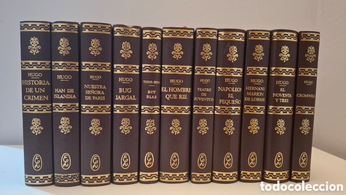 Libros de segunda mano: Lote de 11 libros de V&iacute;ctor Hugo, ediorial Lorenzana. Encuadernaci&oacute;n de lujo