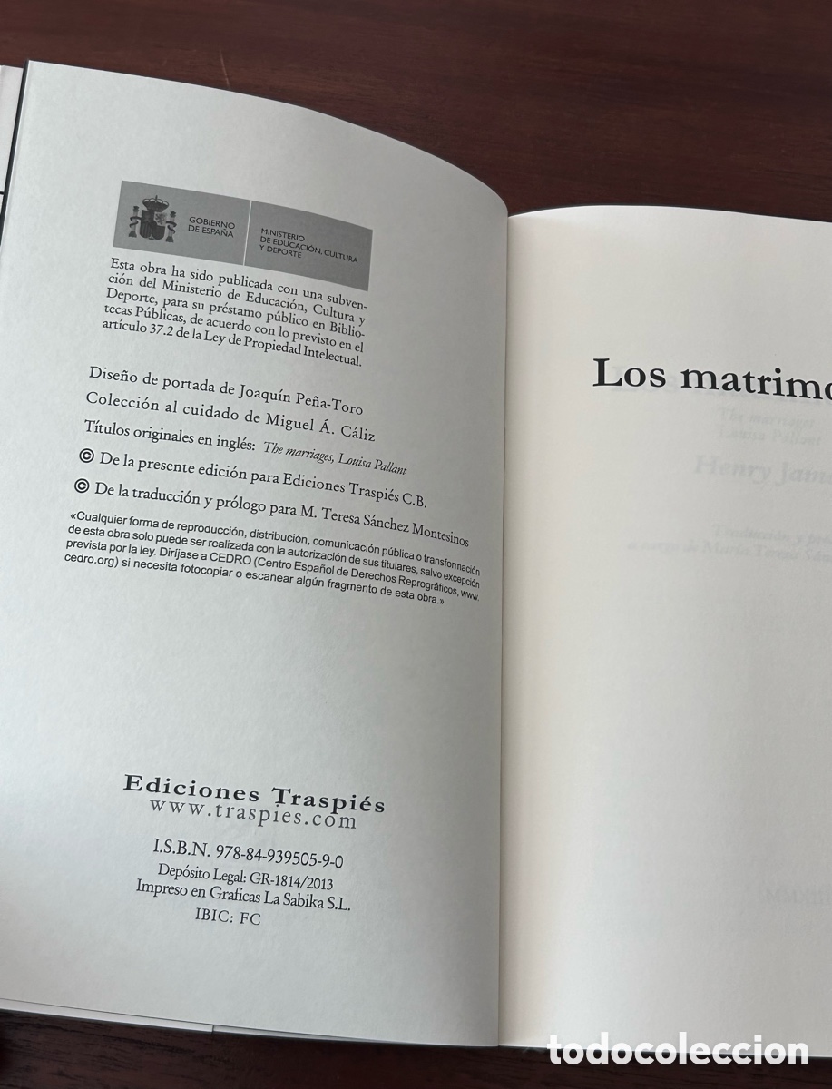 Libros de segunda mano: LOS MATRIMONIOS. HENRY JAMES. EDICIONES TRASPI&Eacute;S - Foto 2