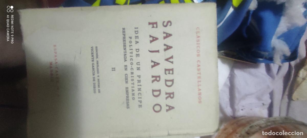Libros de segunda mano: Idea de un Pr&iacute;ncipe Pol&iacute;tico Cristiano Saavedra Fajardo II Cl&aacute;sicos Castellanos n&ordm; 82 Espasa Calpe