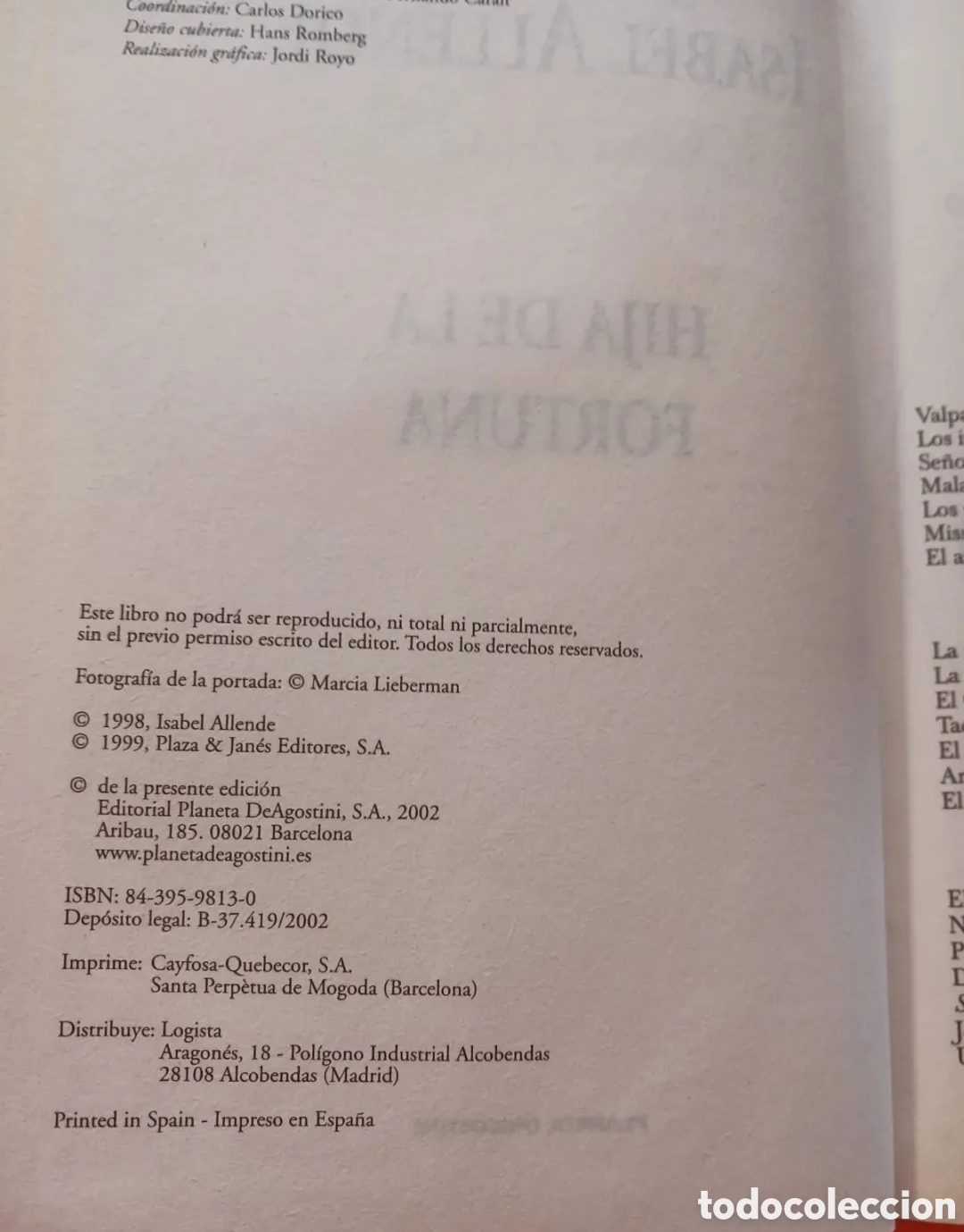 Libros de segunda mano: Libro, ISABEL ALLENDE. HIJA DE LA FORTUNA. - Foto 3