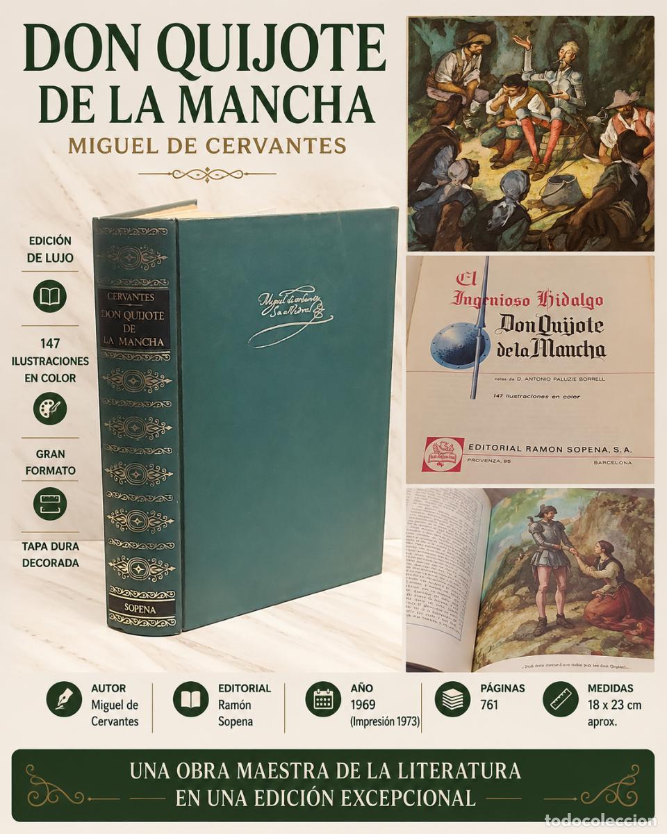 Libros de segunda mano: DON QUIJOTE DE LA MANCHA | CERVANTES | 1&ordf; EDICI&Oacute;N SOPENA 1969 | ILUSTRADO COLOR