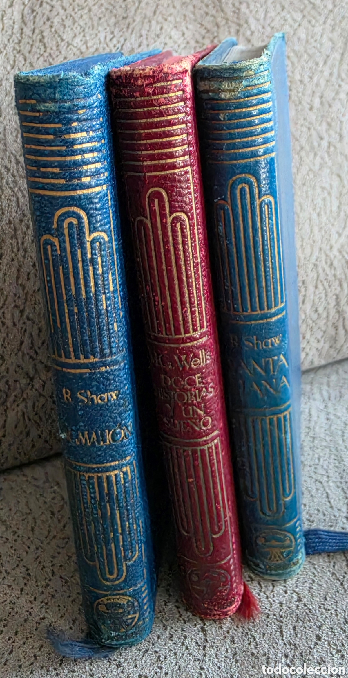Libros de segunda mano: ​Lote 3 Tomos Colecci&oacute;n Crisol - Aguilar (1943-1944) - H.G. Wells y Bernard Shaw - Piel Editorial