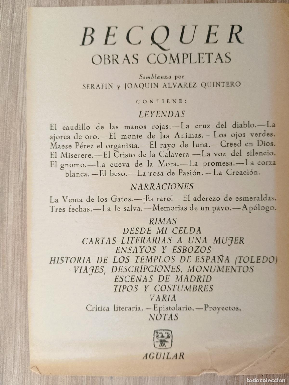 Libros de segunda mano: G. Adolfo Becquer. Obras completas. Aguilar - Foto 4