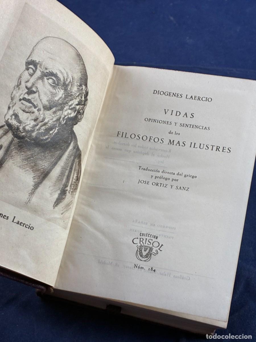 Libros de segunda mano: Vidas fil&oacute;sofos ilustres Di&oacute;genes Laercio 1964 Aguilar muy buen estado. Crisol 184