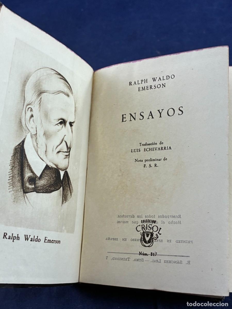 Libros de segunda mano: Ensayos Ralph Waldo Emerson Aguilar buen estado. Colecci&oacute;n Crisol 217