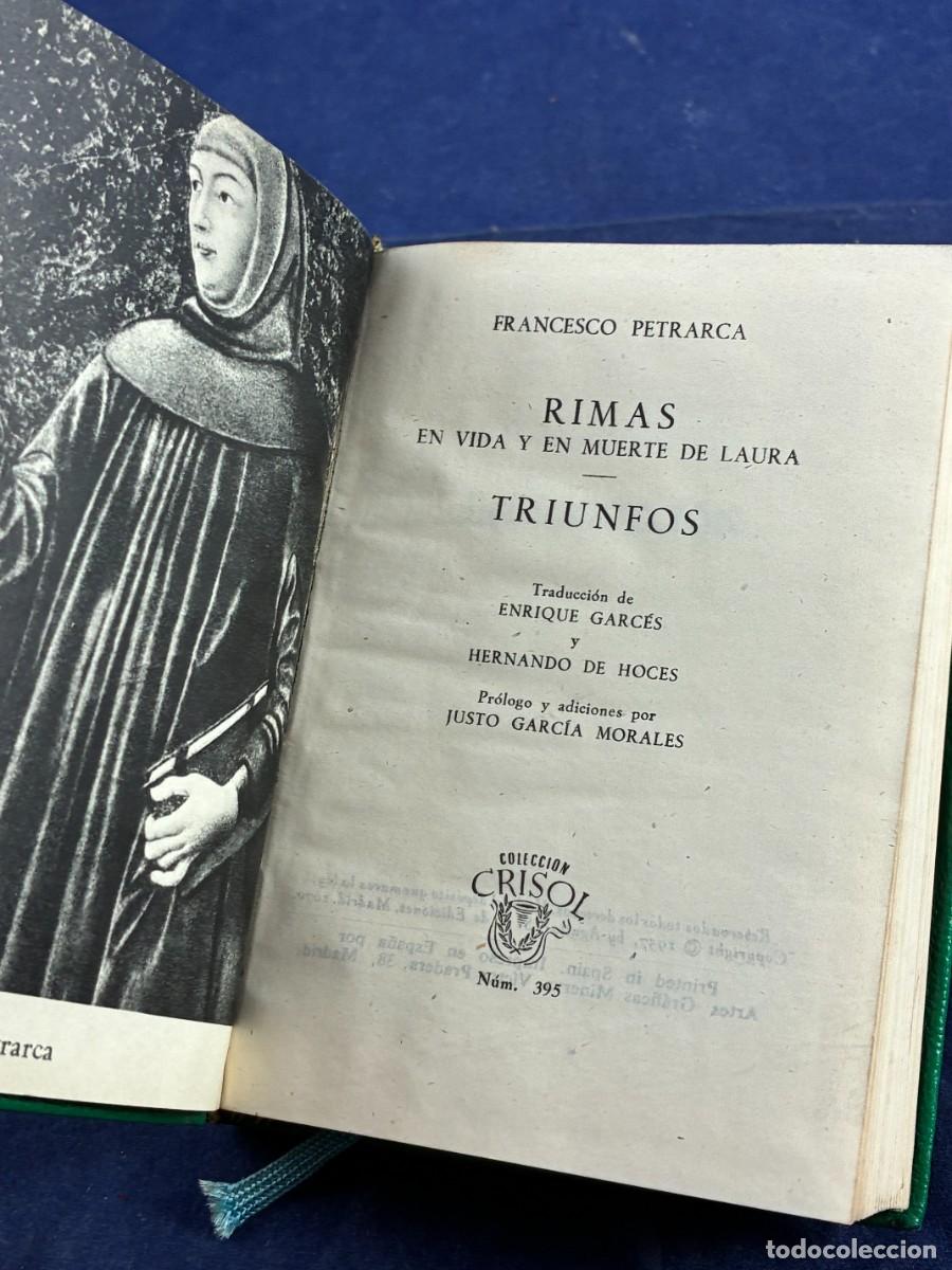 Libros de segunda mano: Rimas Laura Triunfos Petrarca 1957 Aguilar buen estado. Colecci&oacute;n Crisol 395