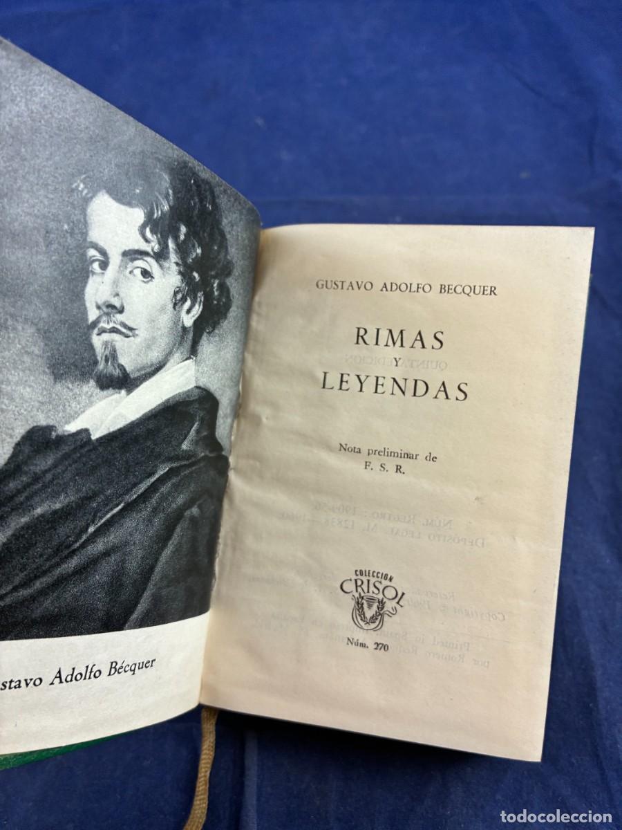 Libros de segunda mano: Rimas y Leyendas B&eacute;cquer 1960 Aguilar buen estado. Colecci&oacute;n Crisol 270