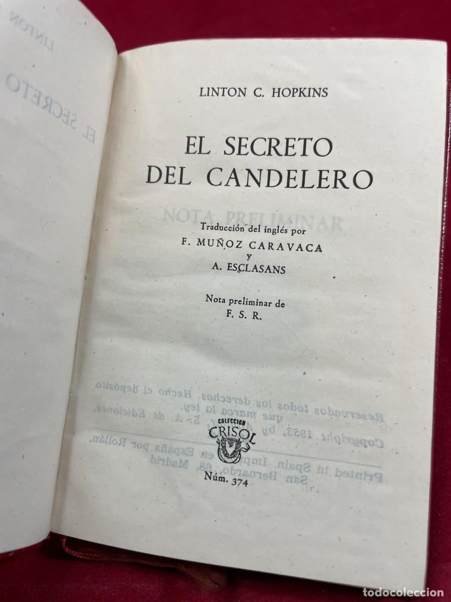 Libros de segunda mano: El Secreto del Candelero Linton C Hopkins Aguilar Crisol 374 Novela Polic&iacute;aca 1953