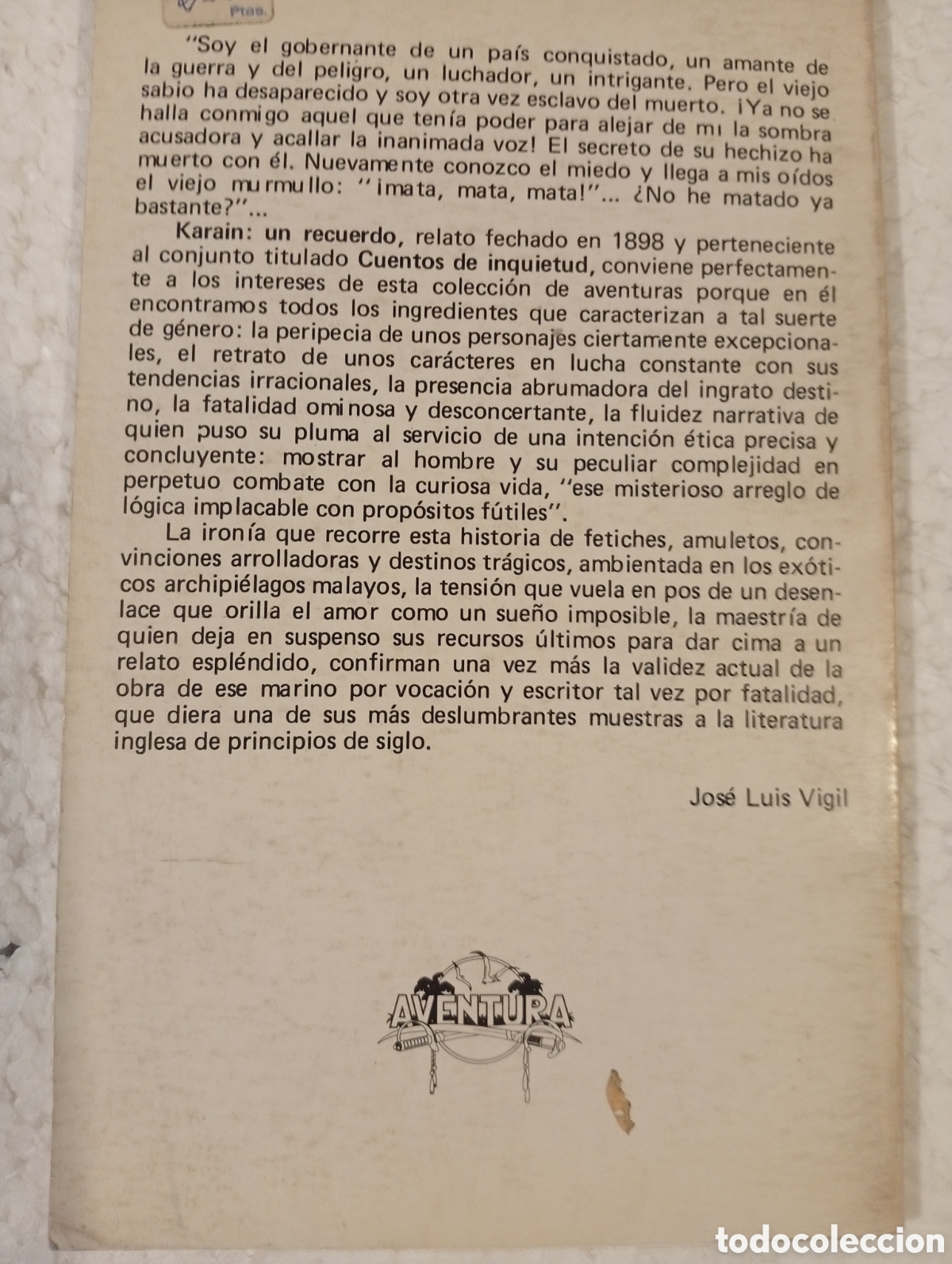 Libros de segunda mano: JOSEPH CONRAD. KARAIN, UN RECUERDO. LAERTES. 1980 - Foto 2