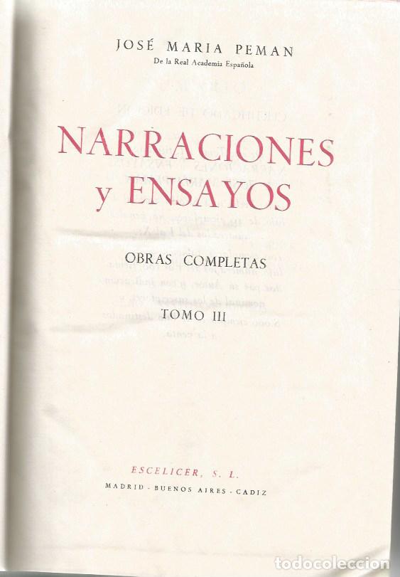 Libros de segunda mano: NARRACIONES Y ENSAYOS-TOMO III-OBRAS COMPLETAS-JOS&Eacute; MARIA PEMAN