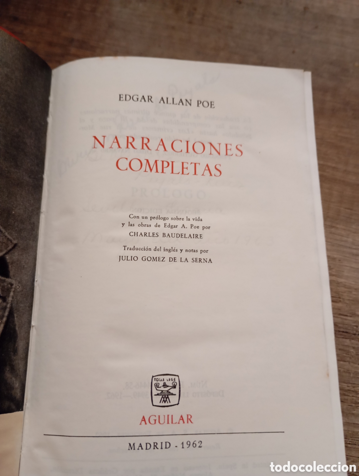 Libros de segunda mano: Libro. Edgar Allan Poe. Narraciones completas. 1962
