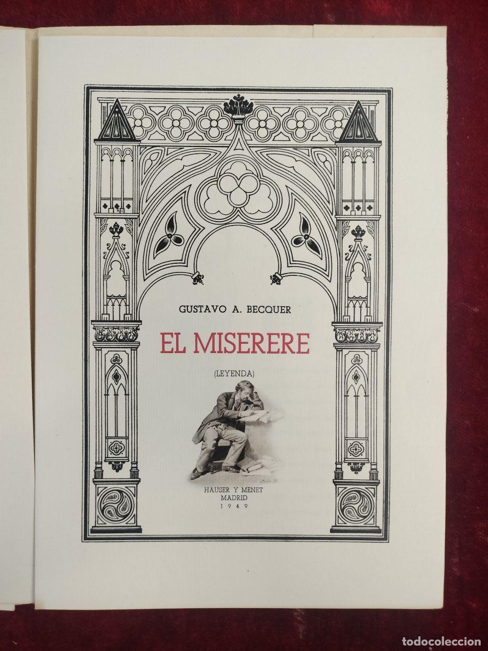 Libros de segunda mano: GUSTAVO ADOLFO B&Eacute;CQUER. EL MISERERE. EDICI&Oacute;N LIMITADA. HAUSER Y MENET. MADRID, 1949. - Foto 6