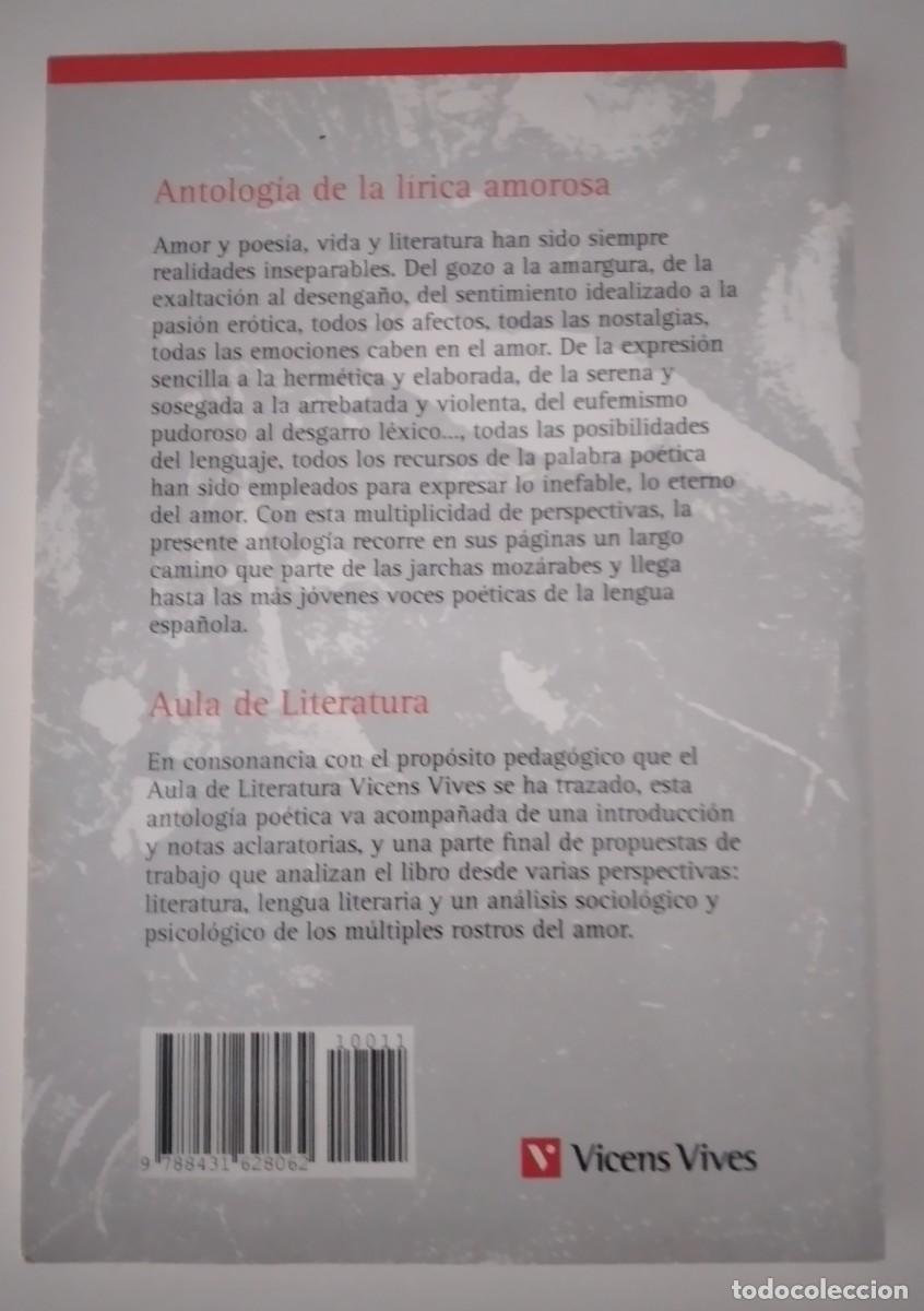 Libros de segunda mano: Antolog&iacute;a de la l&iacute;rica amorosa -VV.AA. - Foto 2