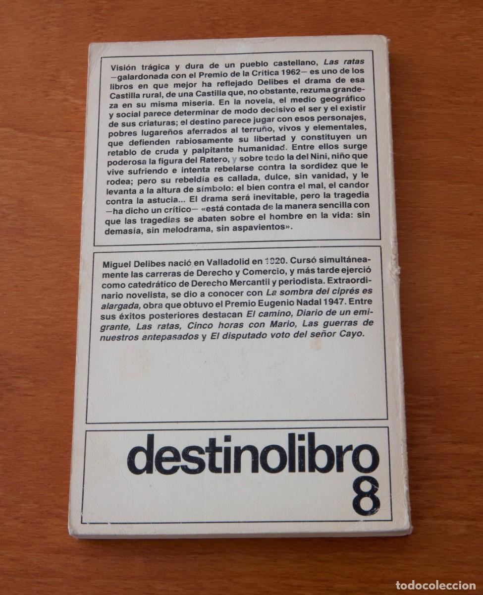 Libros de segunda mano: MIGUEL DELIBES &ndash; LAS RATAS DESTINOLIBRO 8 - Foto 2