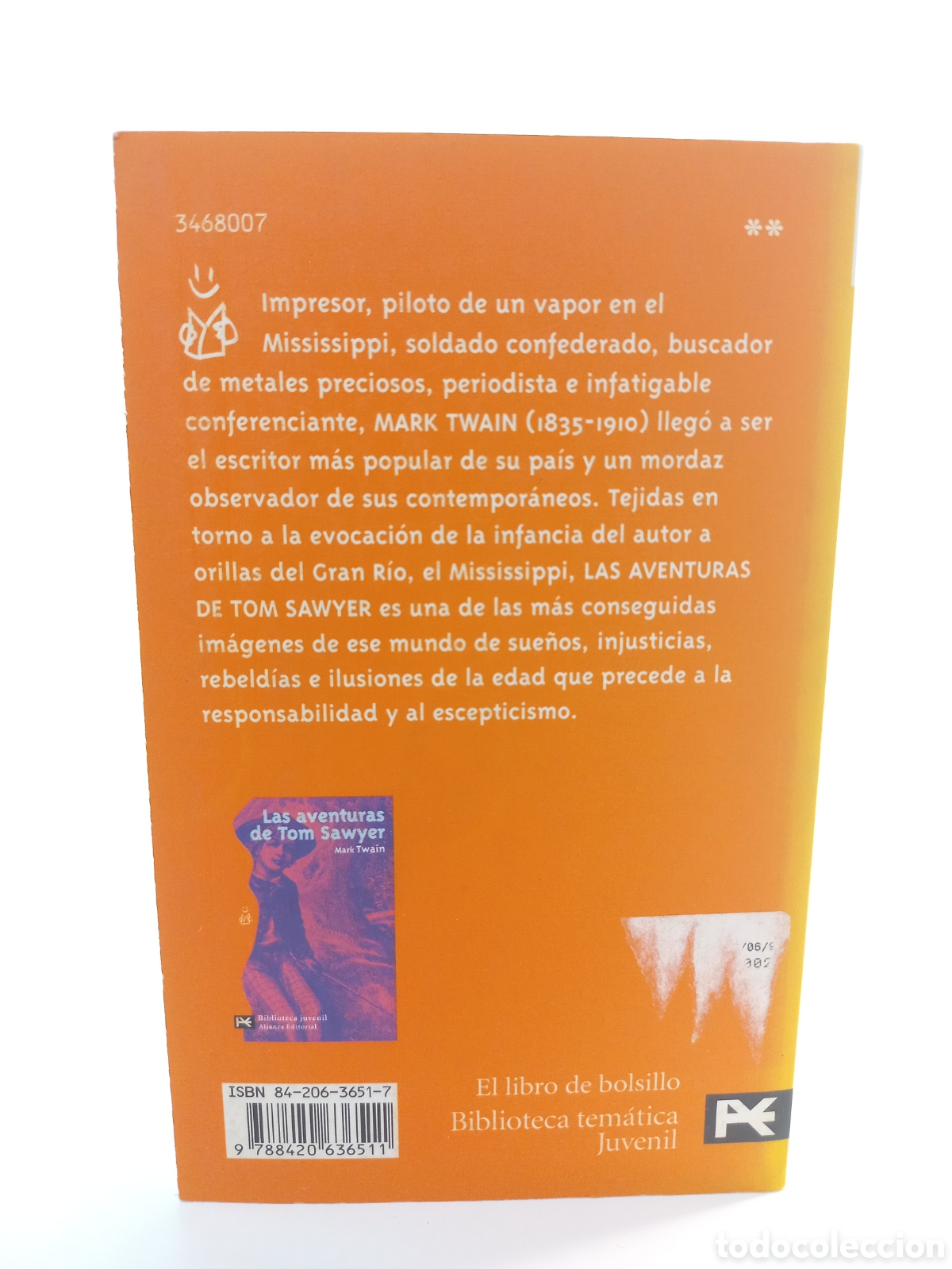 Libros de segunda mano: Las aventuras de Tom Sawyer. Alianza Editorial, 1998. - Foto 3