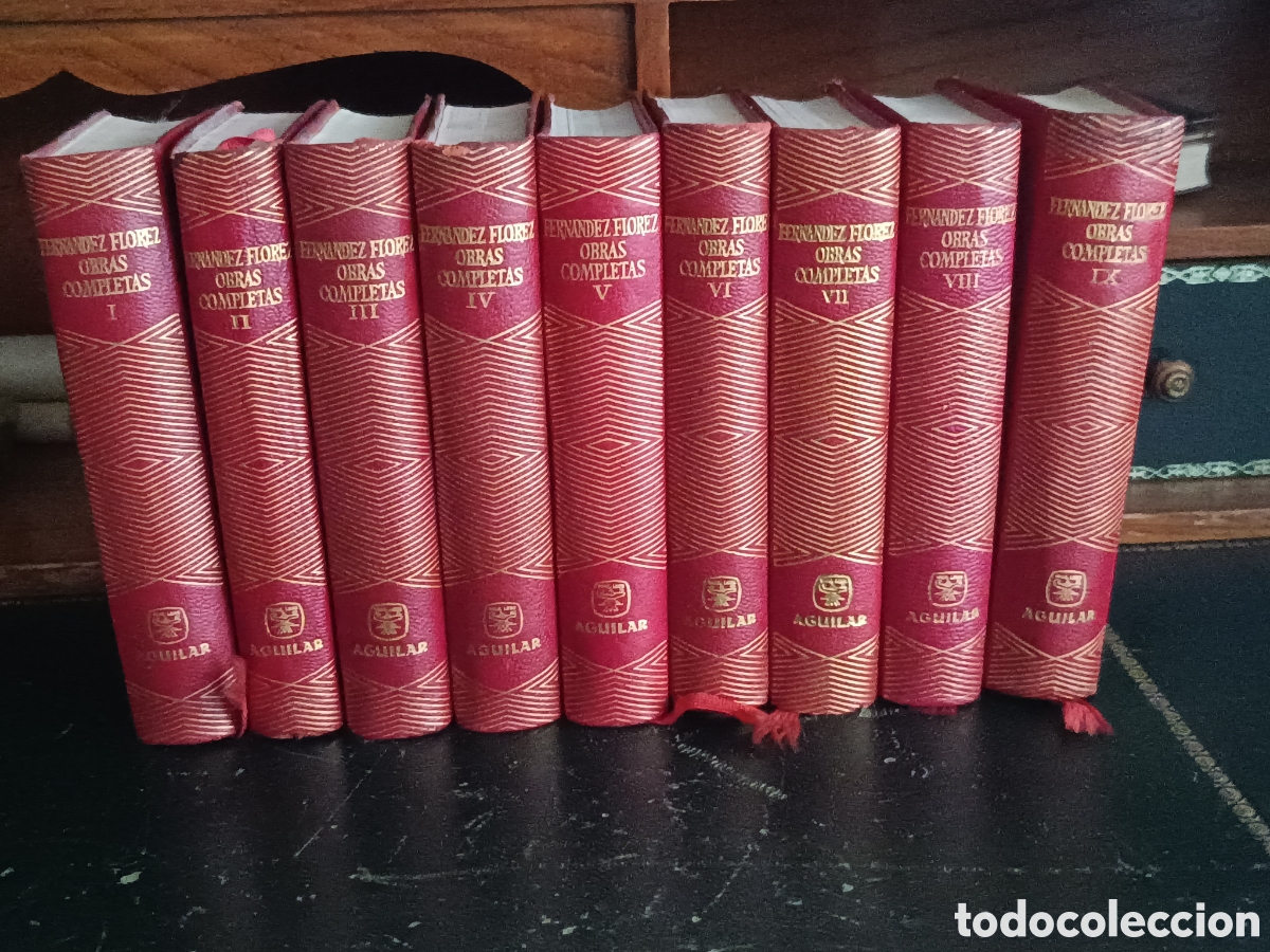 Libros de segunda mano: WENCESLAO FERN&Aacute;NDEZ FL&Oacute;REZ: OBRAS COMPLETAS, 9 TOMOS. AGUILAR, COLECCI&Oacute;N JOYA. PIEL ROJA EDITORIAL