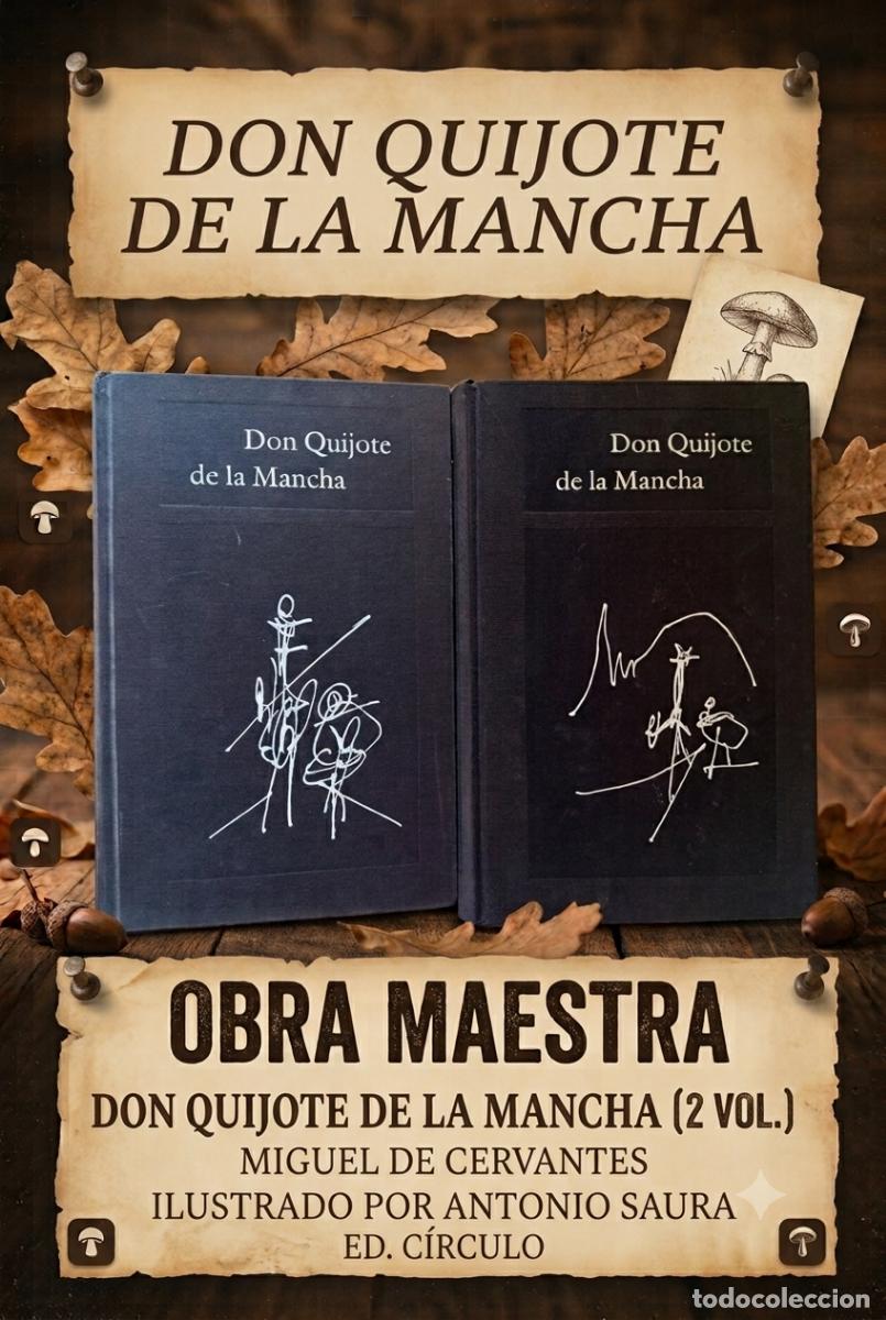 Libros de segunda mano: DON QUIJOTE DE LA MANCHA (2 VOL.) - MIGUEL DE CERVANTES ILUSTRADO POR ANTONIO SAURA ED. CIRCULO