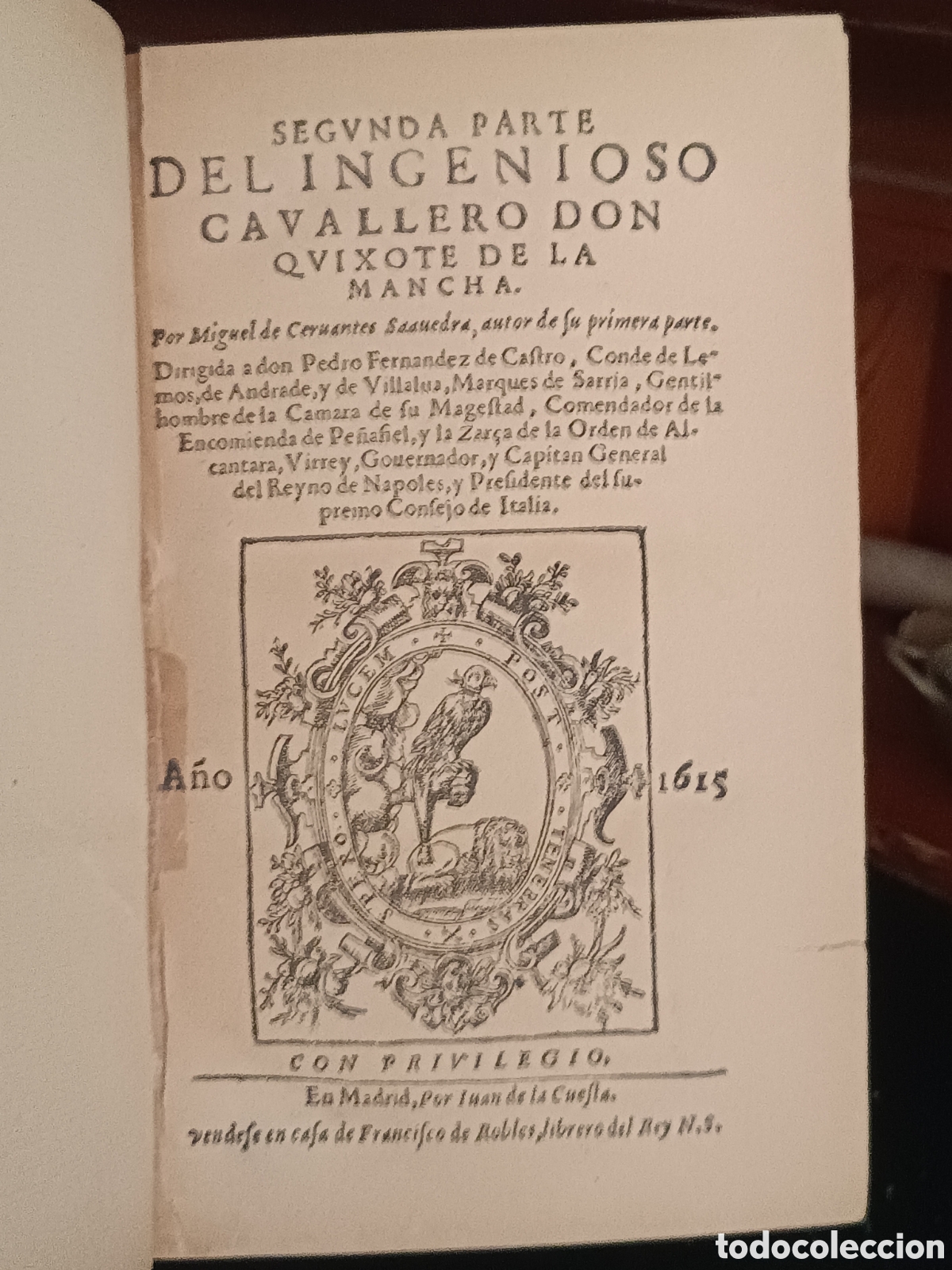 Libros de segunda mano: DON QUIXOTE DE LA MANCHA SEGUNDA PARTE FACS&Iacute;MIL EDIC. JUAN DE LA CUESTA 1615, ENC. LOMO EN PIEL