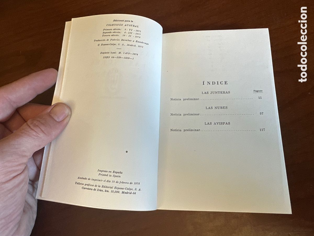 Libros de segunda mano: ARISTOFANES - LAS JUNTERAS. LAS NUBES. LAS AVISPAS - AUSTRAL - Foto 3