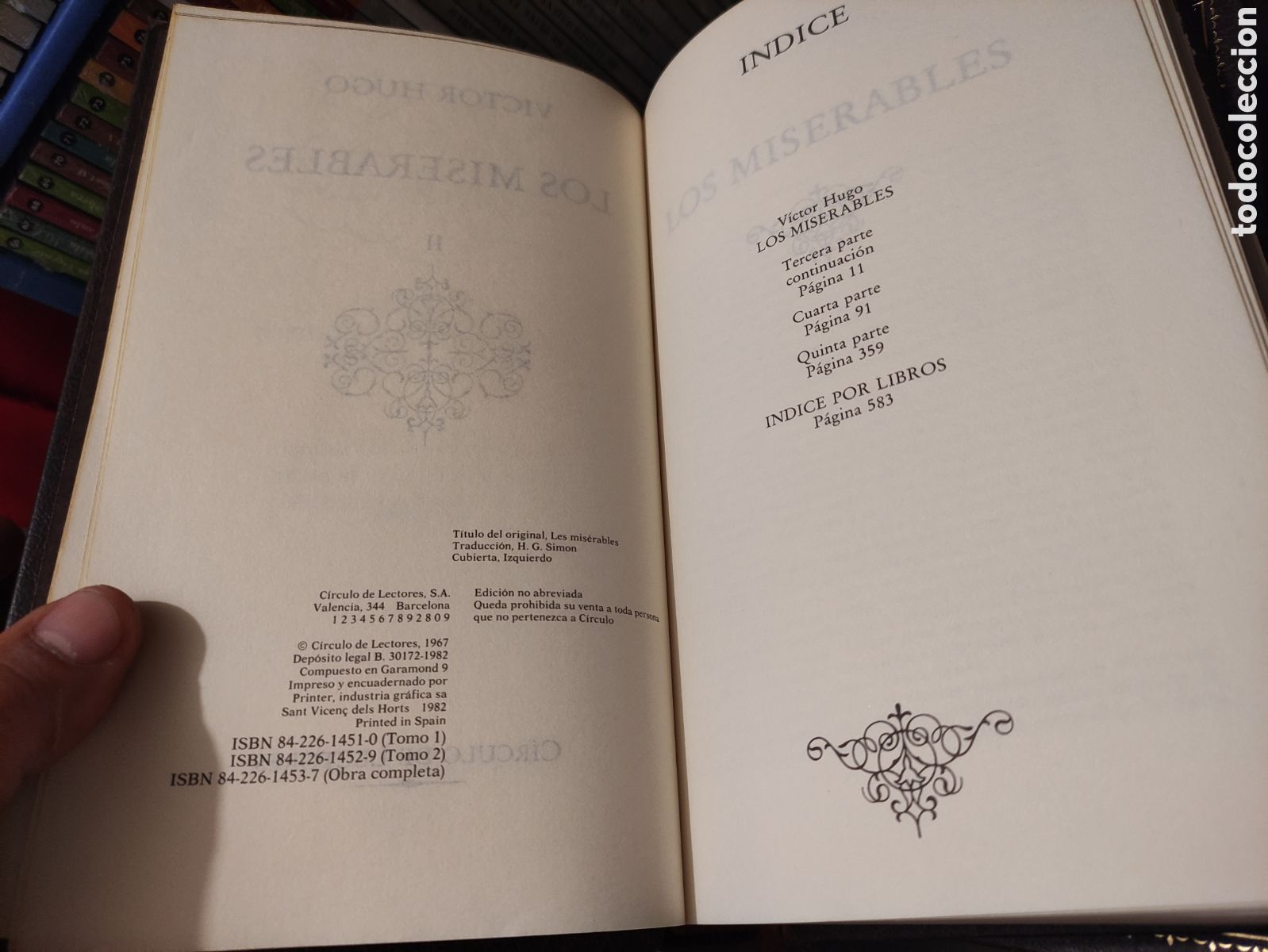 Libros de segunda mano: VICTOR HUGO - LOS MISERABLES - CIRCULO DE LECTORES - Obra Completa I y II - Foto 10