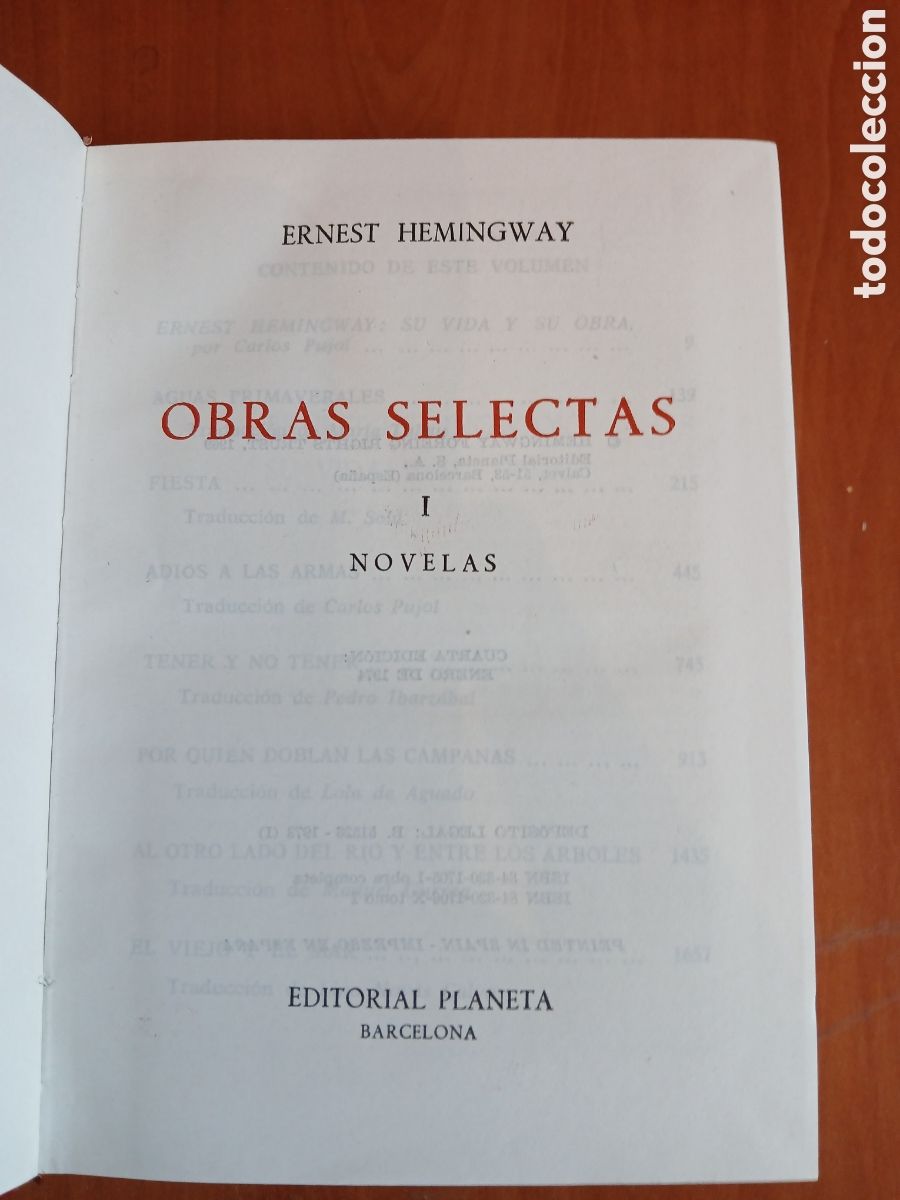 Libros de segunda mano: Obras Selectas. Ernst Hemingway. 2 vol&uacute;menes - Completa. - Foto 4