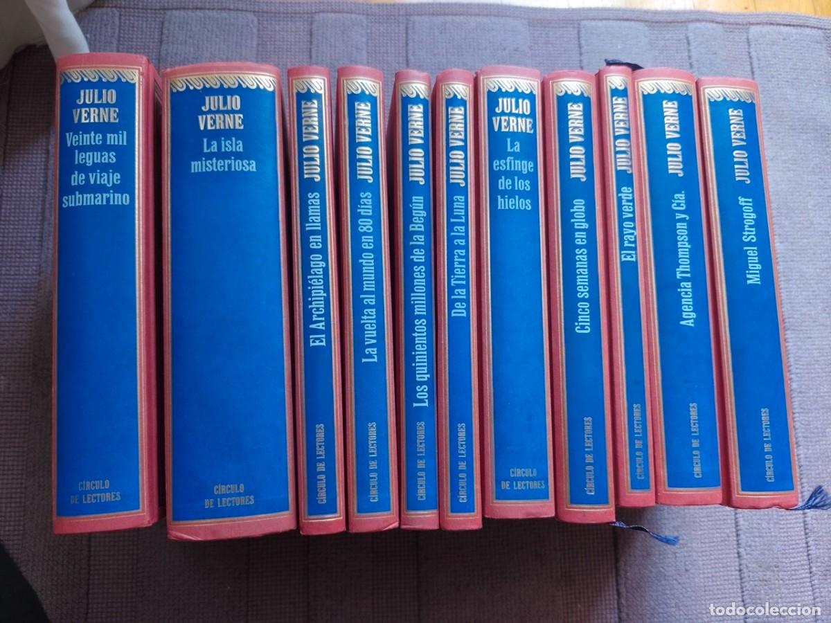 Libros de segunda mano: COLECCI&Oacute;N JULIO VERNE (C&Iacute;RCULO) 11 tomos Encuadernaci&oacute;n lujo vintage y con grabados.