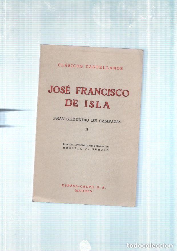 Libros de segunda mano: Fray Gerundio de Campazas volumen II - Jose Francisco de Isla. Intonso