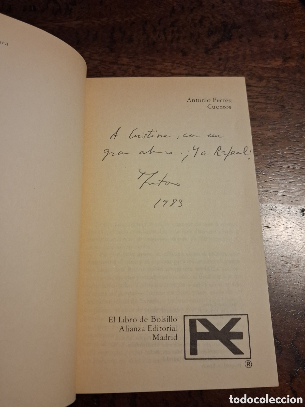 Libros de segunda mano: Cuentos, Antonio Ferres (dedicado por el autor)