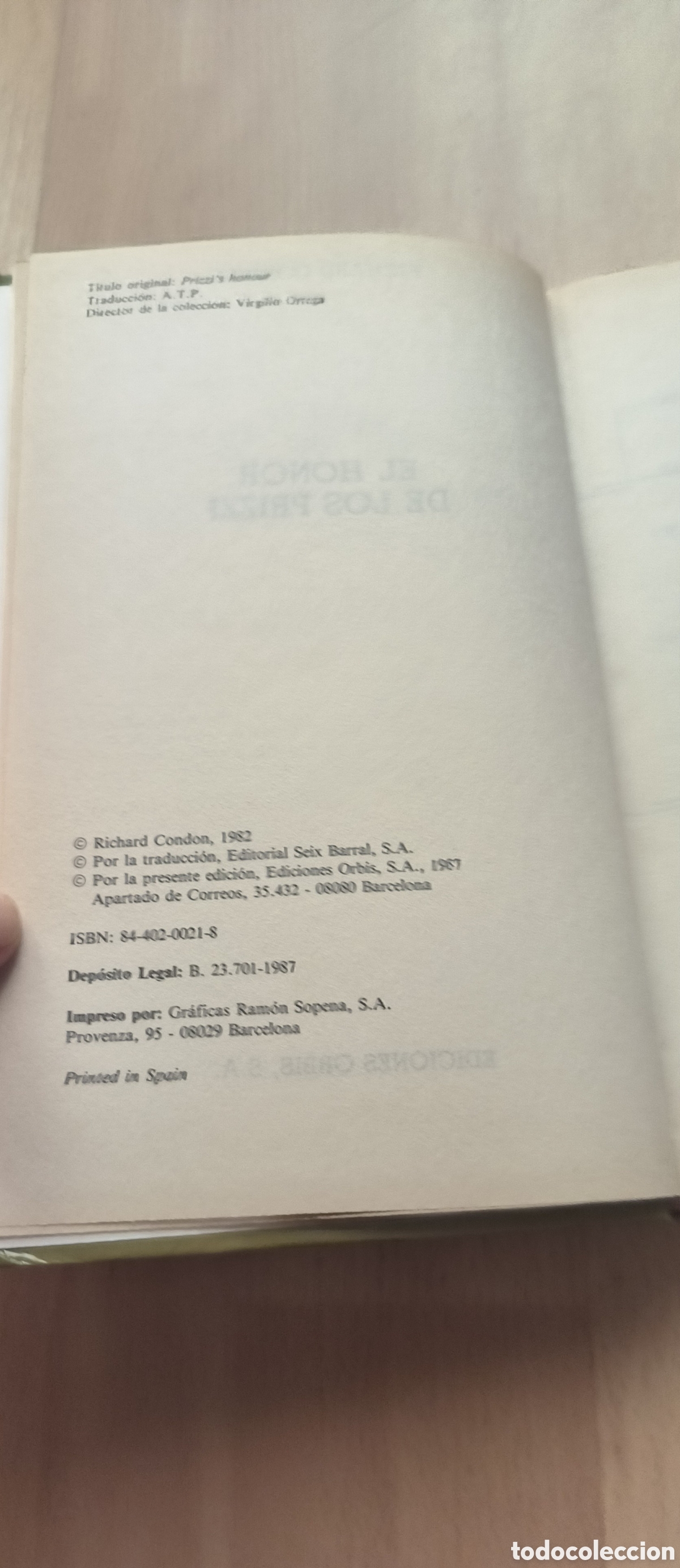 Libros de segunda mano: Novelas de cine. El honor de los Prizzi - Foto 3