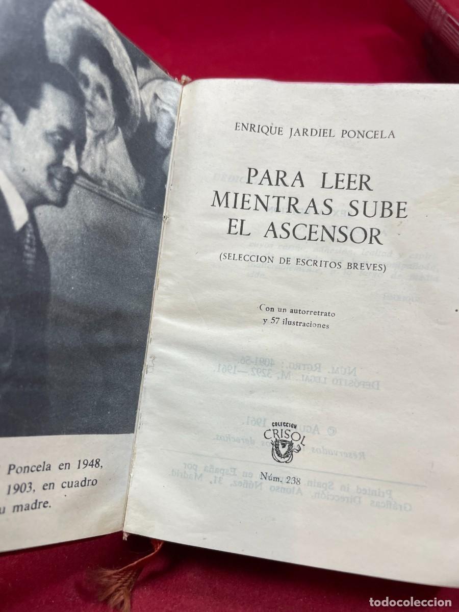 Libros de segunda mano: PARA LEER MIENTRAS SUBE EL ASCENSOR &ndash; JARDIEL PONCELA &ndash; AGUILAR CRISOL N&ordm; 238 &ndash; 1961