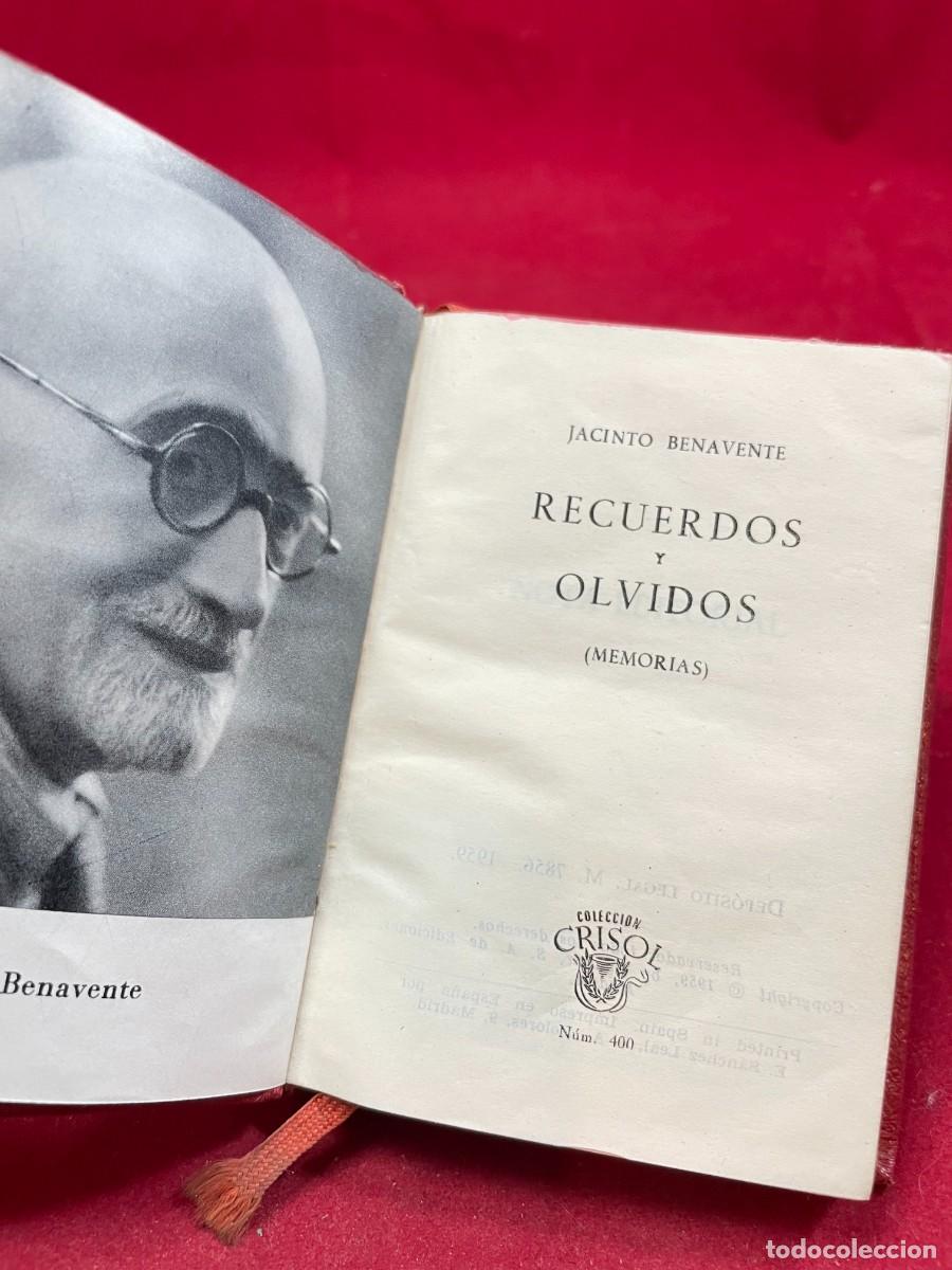 Livres d'occasion: RECUERDOS Y OLVIDOS &ndash; JACINTO BENAVENTE &ndash; AGUILAR CRISOL 400 &ndash; 1959 &ndash; PIEL