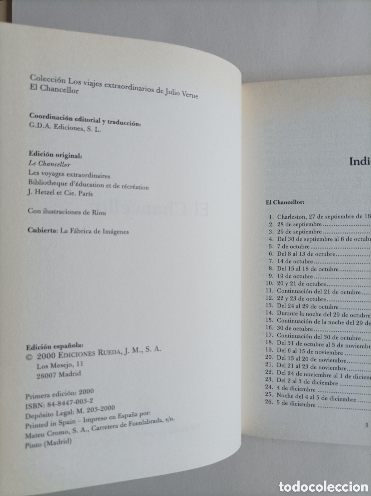 Libros de segunda mano: El Chancellor / Julio Verne. Editorial Rueda - Foto 3