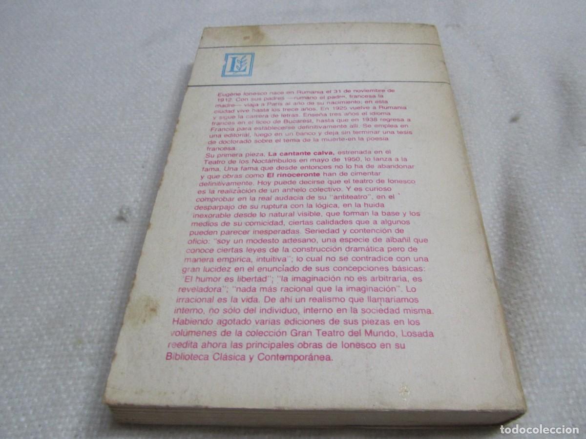 Libros de segunda mano: EL RINOCERONTE, EUG&Egrave;NE IONESCO, EDITORIAL LOSADA,1978 - Foto 2
