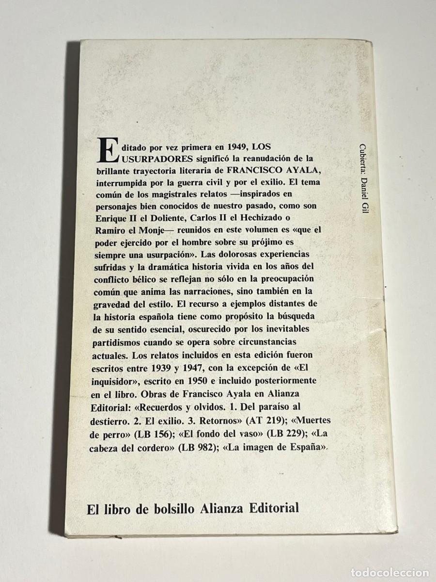 Libros de segunda mano: Los Usurpadores - Francisco Ayala - Foto 2