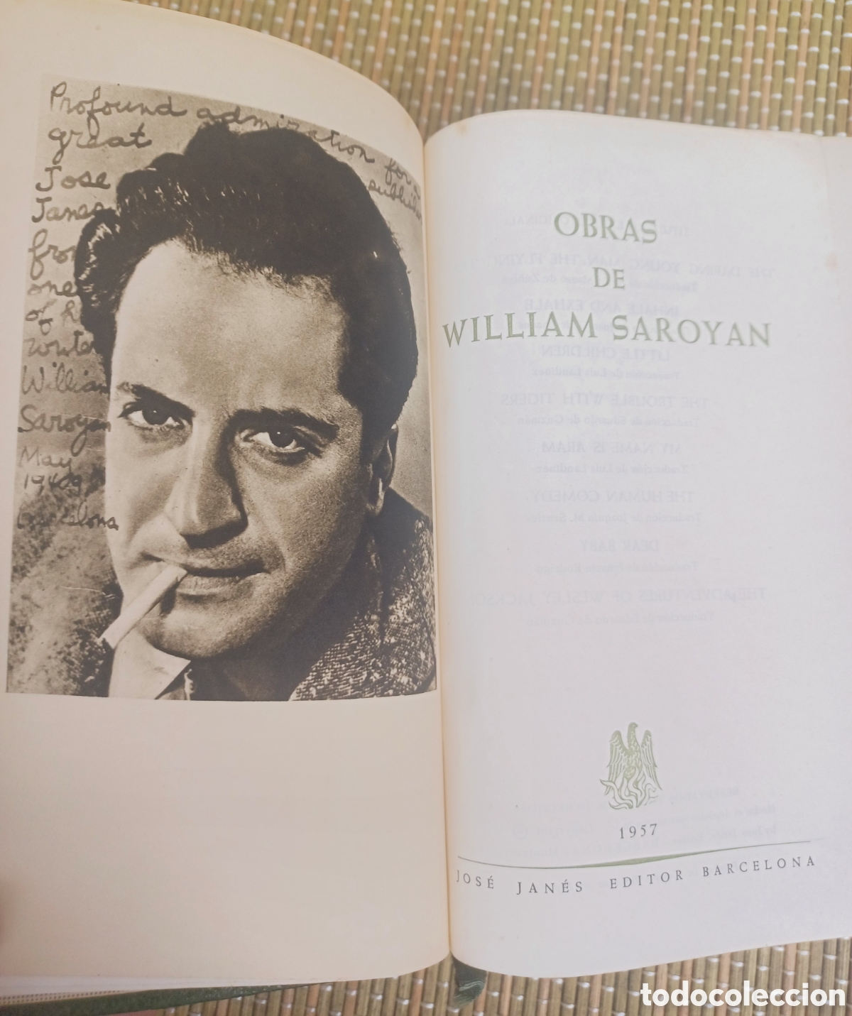 Libros de segunda mano: OBRAS DE WILLIAM SAROYAN. Jan&eacute;s Editor. Maestros de Hoy. - Foto 2