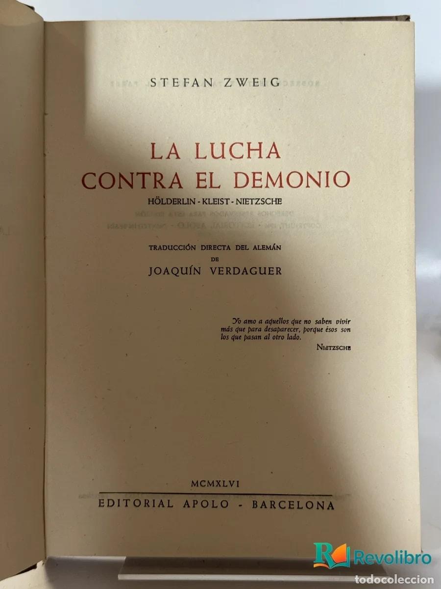 Libros de segunda mano: La Lucha Contra el Demonio - Stefan Zweig - Foto 1