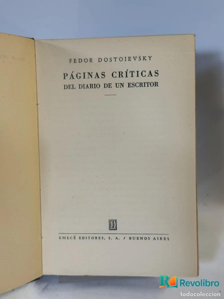 Libros de segunda mano: P&aacute;ginas cr&iacute;ticas del diario de un escritor - Fedor Dostoyevsky
