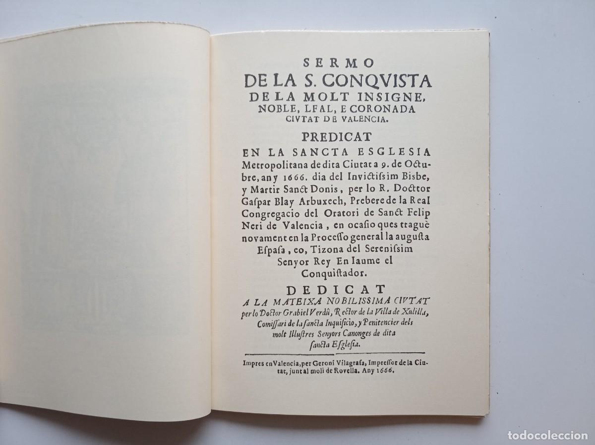 Libros de segunda mano: SERM&Oacute; DE LA CONQUISTA DE VAL&Egrave;NCIA PER GASPAR BLAI ARBUIXEC. LLETRA MENUDA 1975. FACS&Iacute;MIL. RAR.