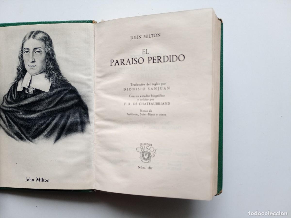 Libri di seconda mano: JOHN MILTON. EL PARAISO PERDIDO. CRISOL 182. 1960. PAPEL BIBLIA.