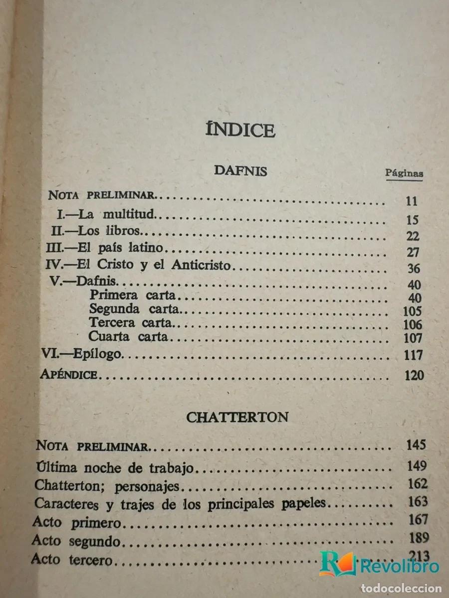 Libros de segunda mano: Dafnis. Chatterton - 1&ordf; edici&oacute;n - Alfredo de Vigny - Foto 4