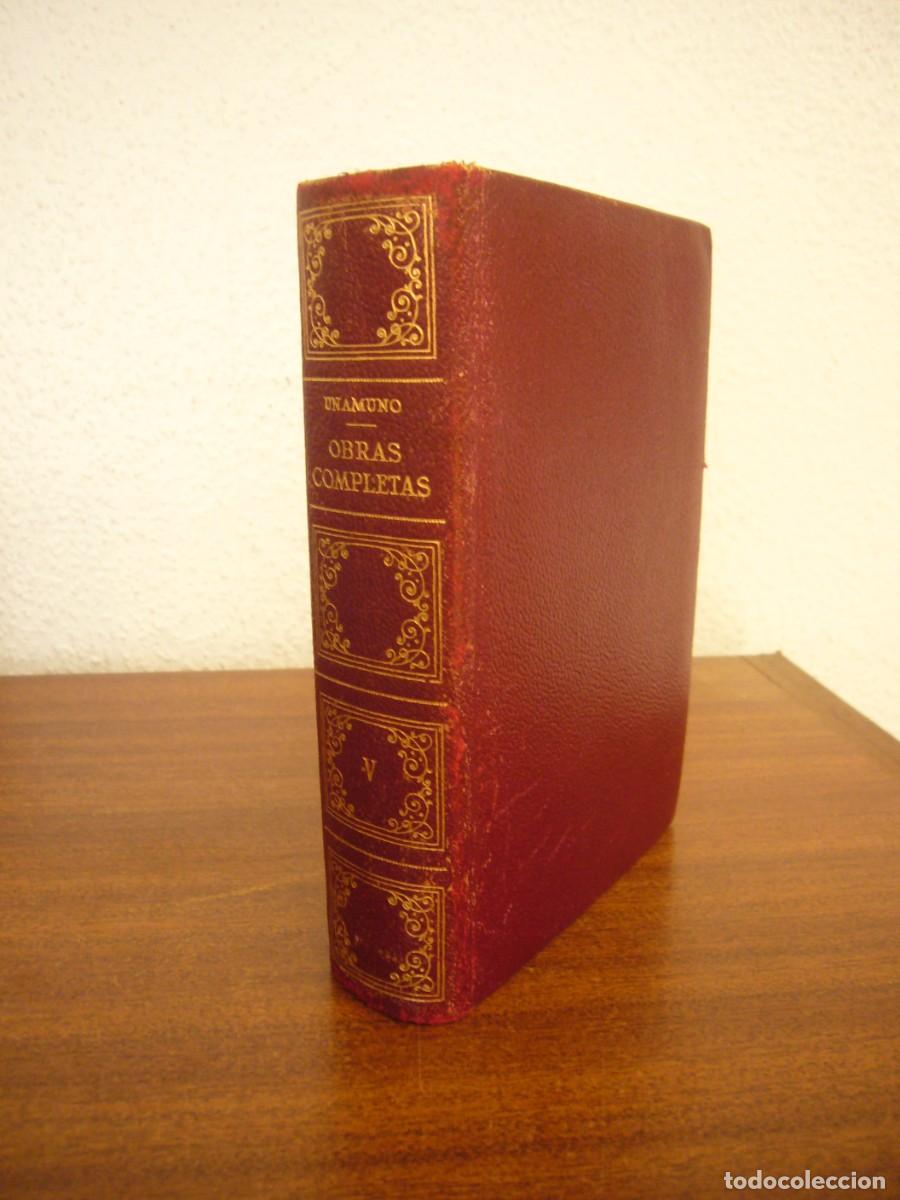 Gebrauchte B&uuml;cher: MIGUEL DE UNAMUNO: OBRAS COMPLETAS, V (AFRODISIO AGUADO, 1958) PAPEL BIBLIA. PLENA PIEL.